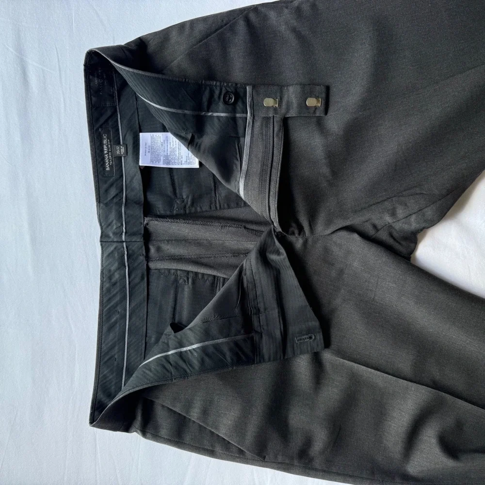 Banana Republic Mens 35x32 Slim Fit Italian Wool Dress Pants Gray Cerruti Formal